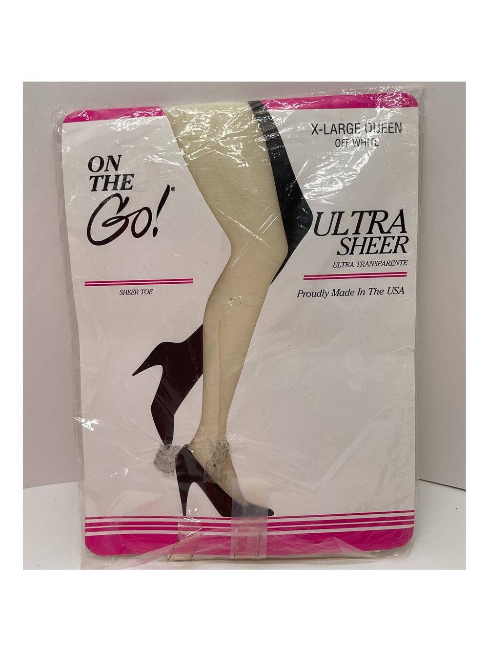 VTG On The Go Ultra Sheer Pantyhose XL Queen Off White NEW